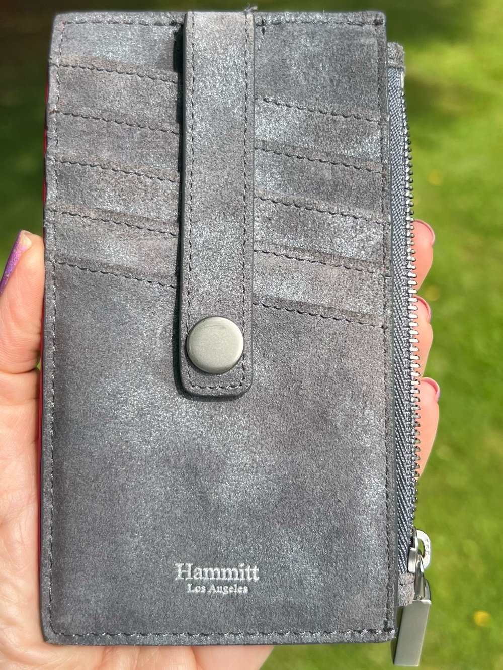 Hammitt 210 West Gray Suede Card Wallet